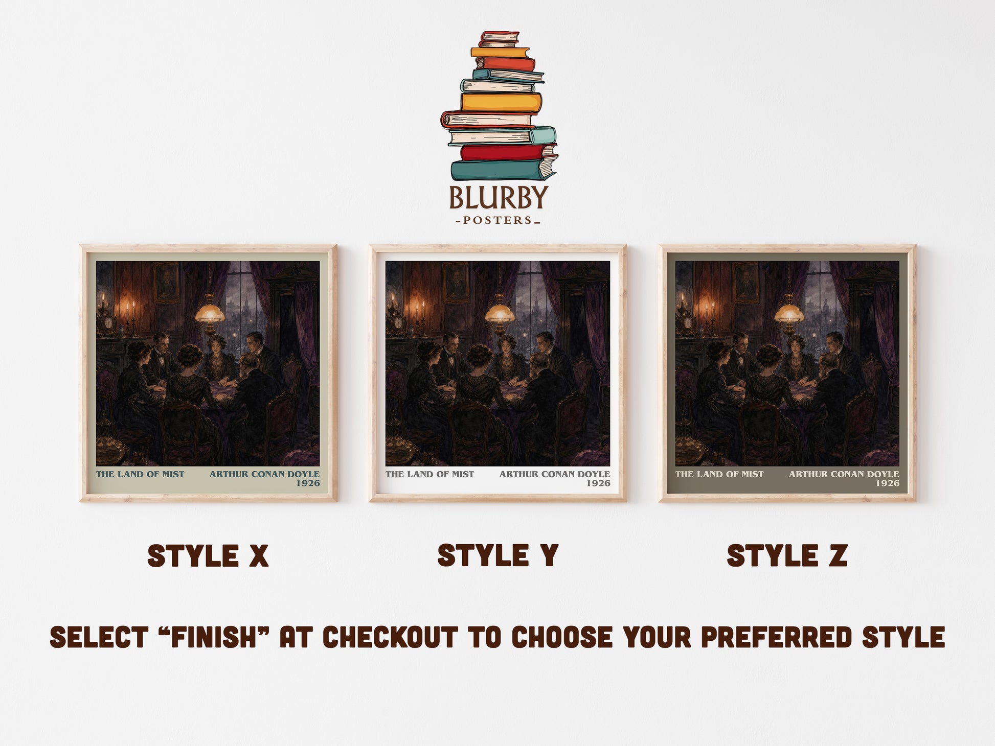 The Land Of Mist literary print in frame leaning in hallway – sci fi wall art