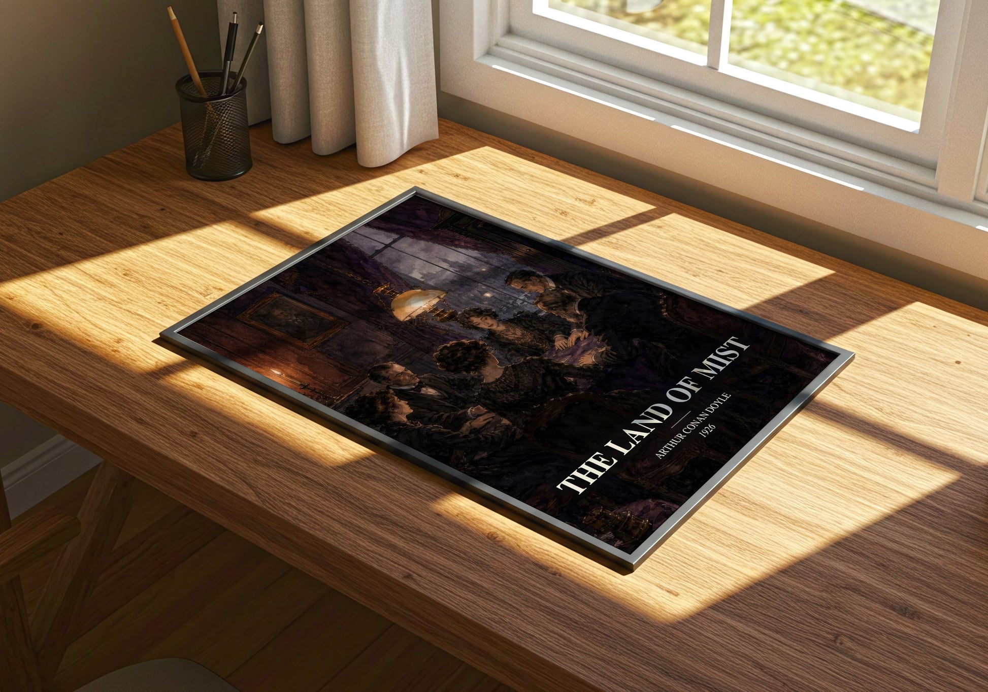 The Land Of Mist watercolour book poster framed on wall – sci fi wall art
