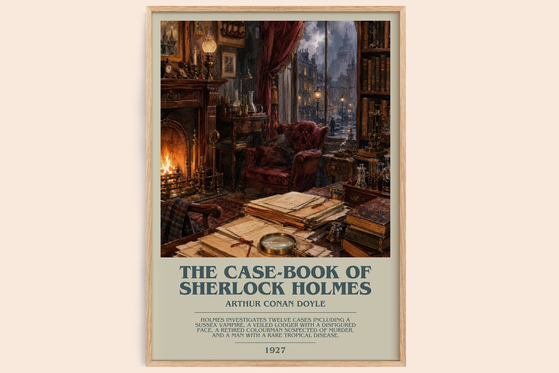The Case-Book Of Sherlock Holmes bookish book poster by Arthur Conan Doyle – framed literary art print
