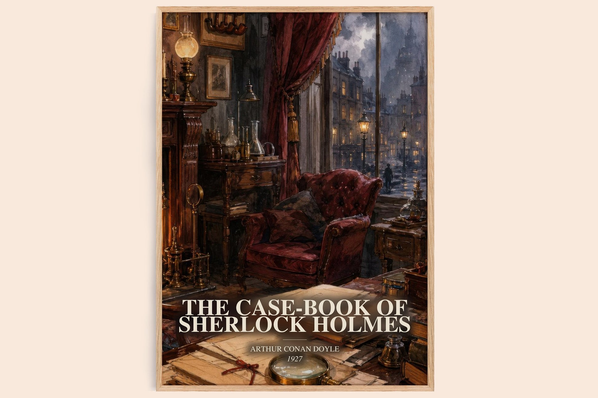 The Case-Book Of Sherlock Holmes watercolour book poster by Arthur Conan Doyle – framed literary art print