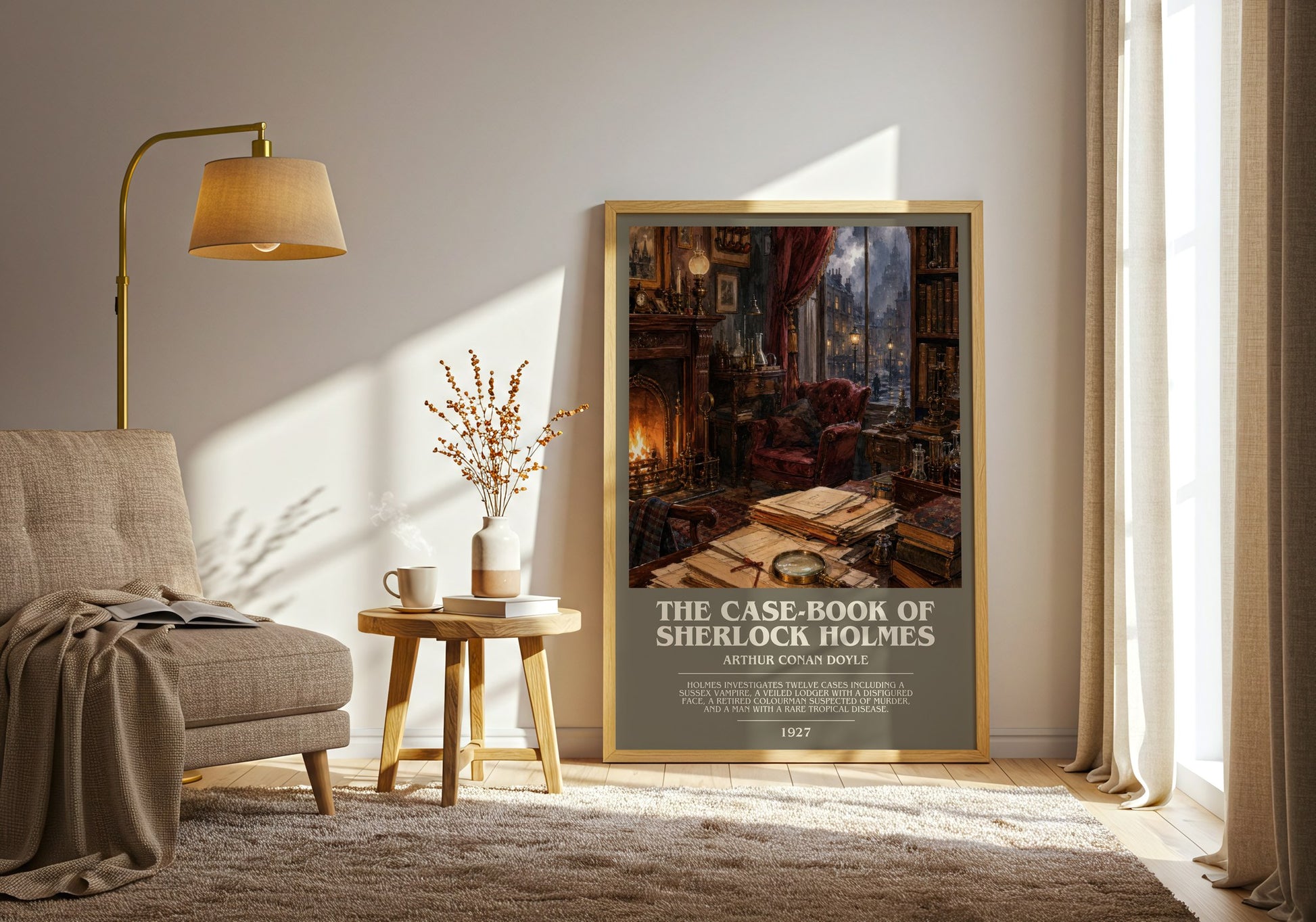 The Case-Book Of Sherlock Holmes bookish print on bookshelf – Arthur Conan Doyle fan gift