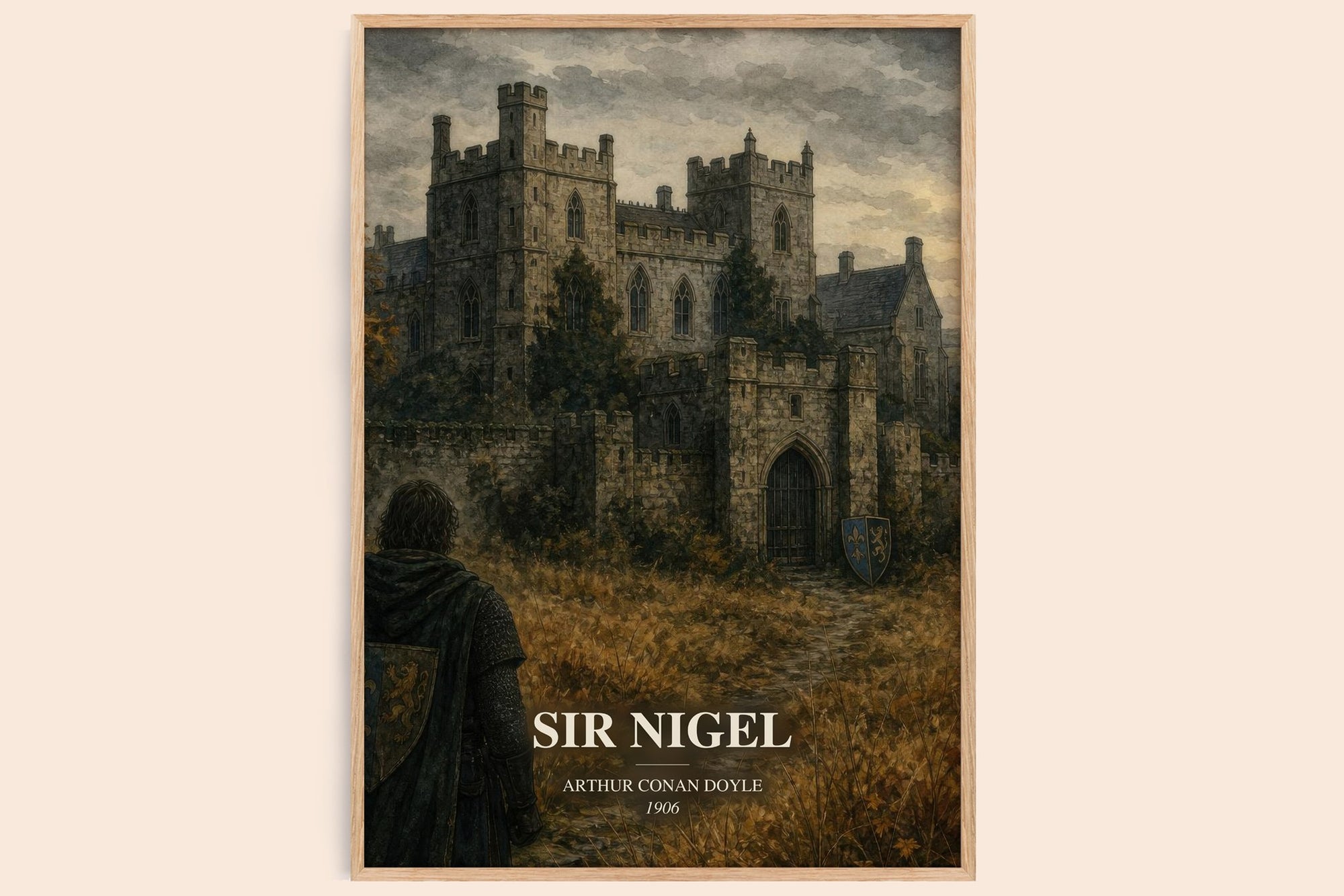 Sir Nigel watercolour book poster by Arthur Conan Doyle – framed literary art print
