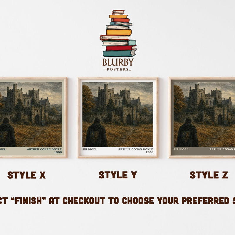 Sir Nigel literary print in frame leaning in hallway – historical fiction wall art