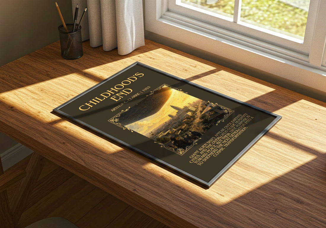 Childhood's End Minimalist Book Poster by Arthur C. Clarke – print on a sunlit desk