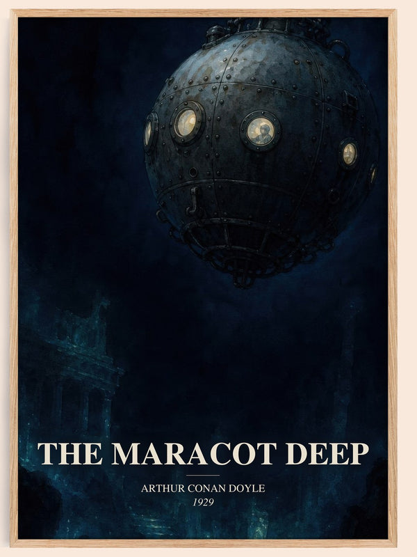 The Maracot Deep watercolour book poster by Arthur Conan Doyle – framed literary art print