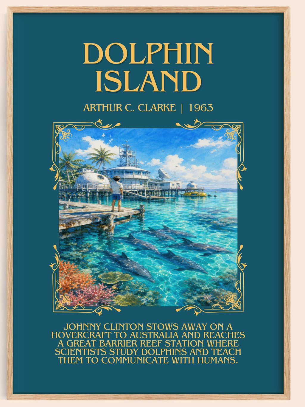 Dolphin Island Minimalist Book Poster by Arthur C. Clarke – book poster