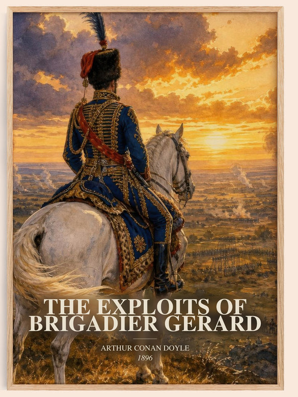 The Exploits Of Brigadier Gerard watercolour book poster by Arthur Conan Doyle – framed literary art print