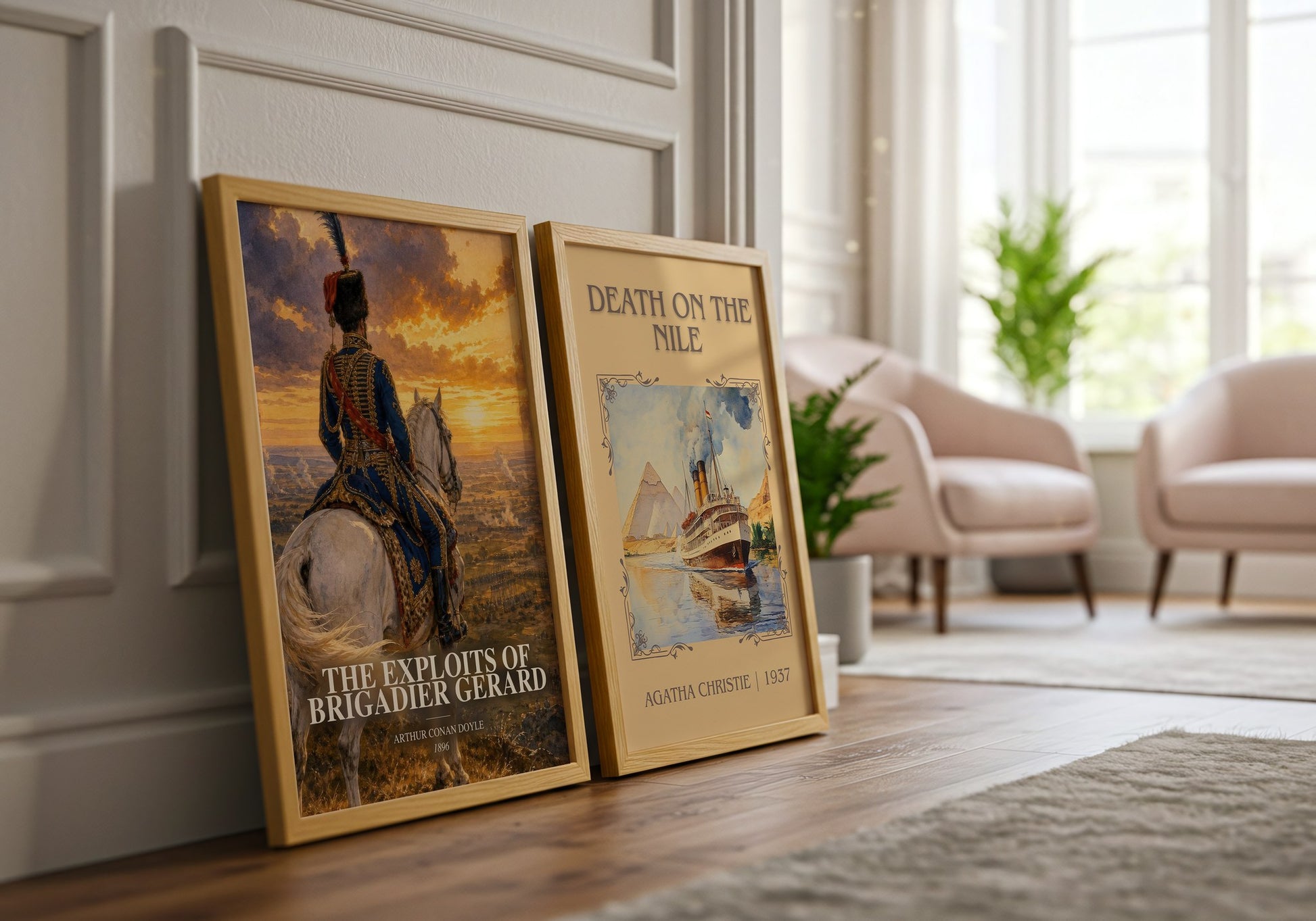 The Exploits Of Brigadier Gerard watercolour print framed by window – literary home decor