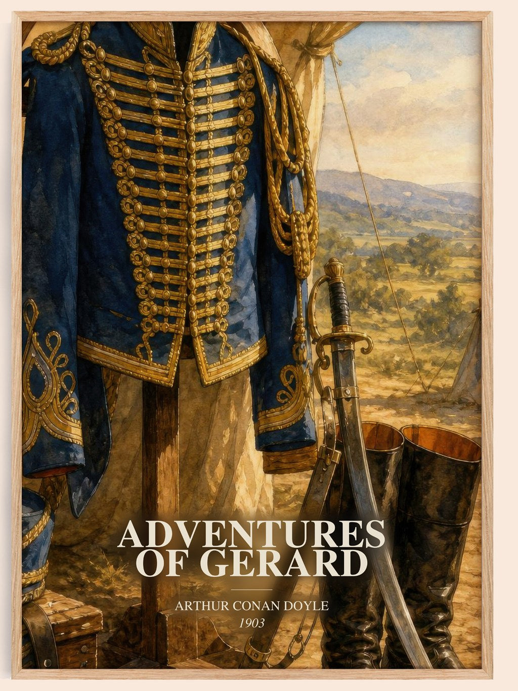 Adventures Of Gerard watercolour book poster by Arthur Conan Doyle – framed literary art print