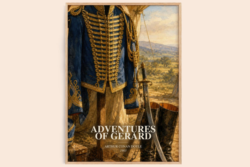 Adventures Of Gerard watercolour book poster by Arthur Conan Doyle – framed literary art print