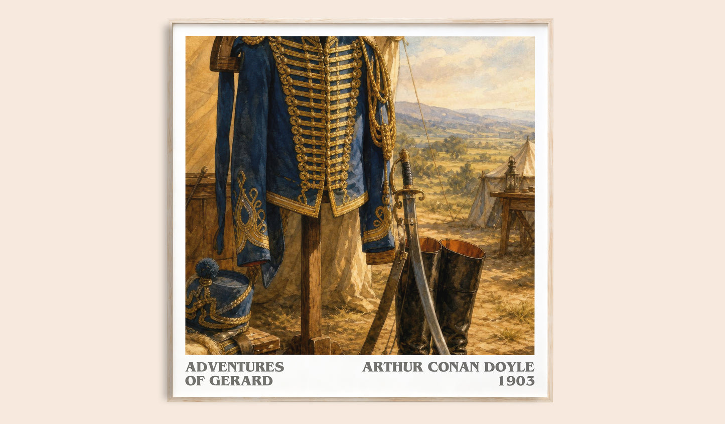 Adventures Of Gerard literary book poster by Arthur Conan Doyle – framed literary art print