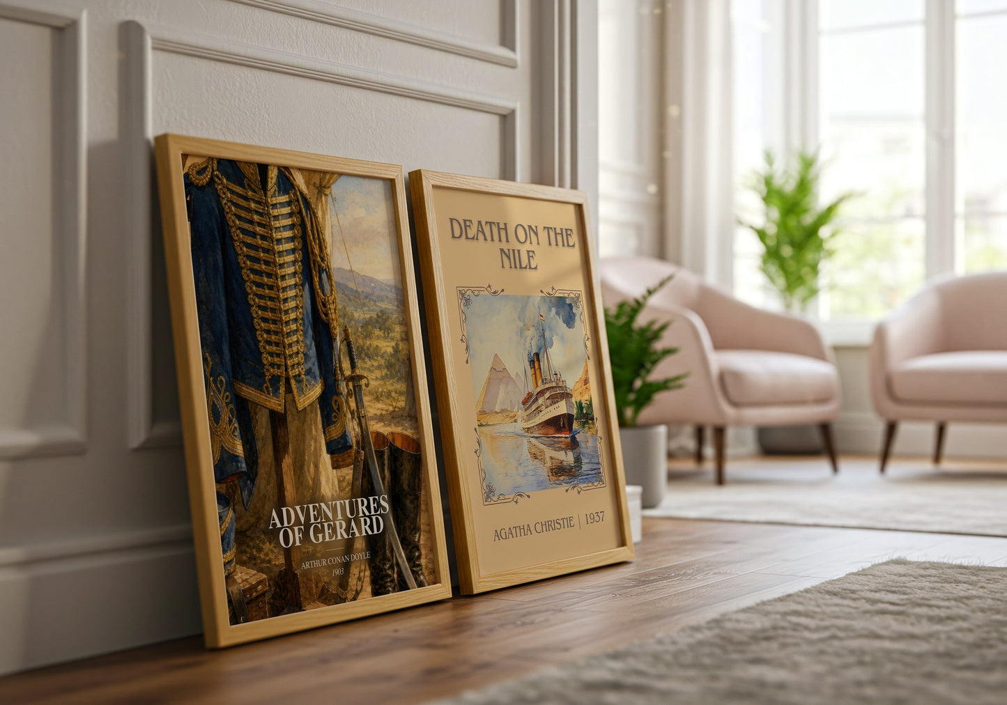 Adventures Of Gerard watercolour print framed by window – literary home decor