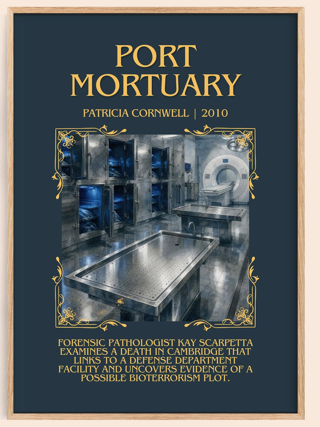 Port Mortuary Minimalist Book Poster by Patricia Cornwell – book poster
