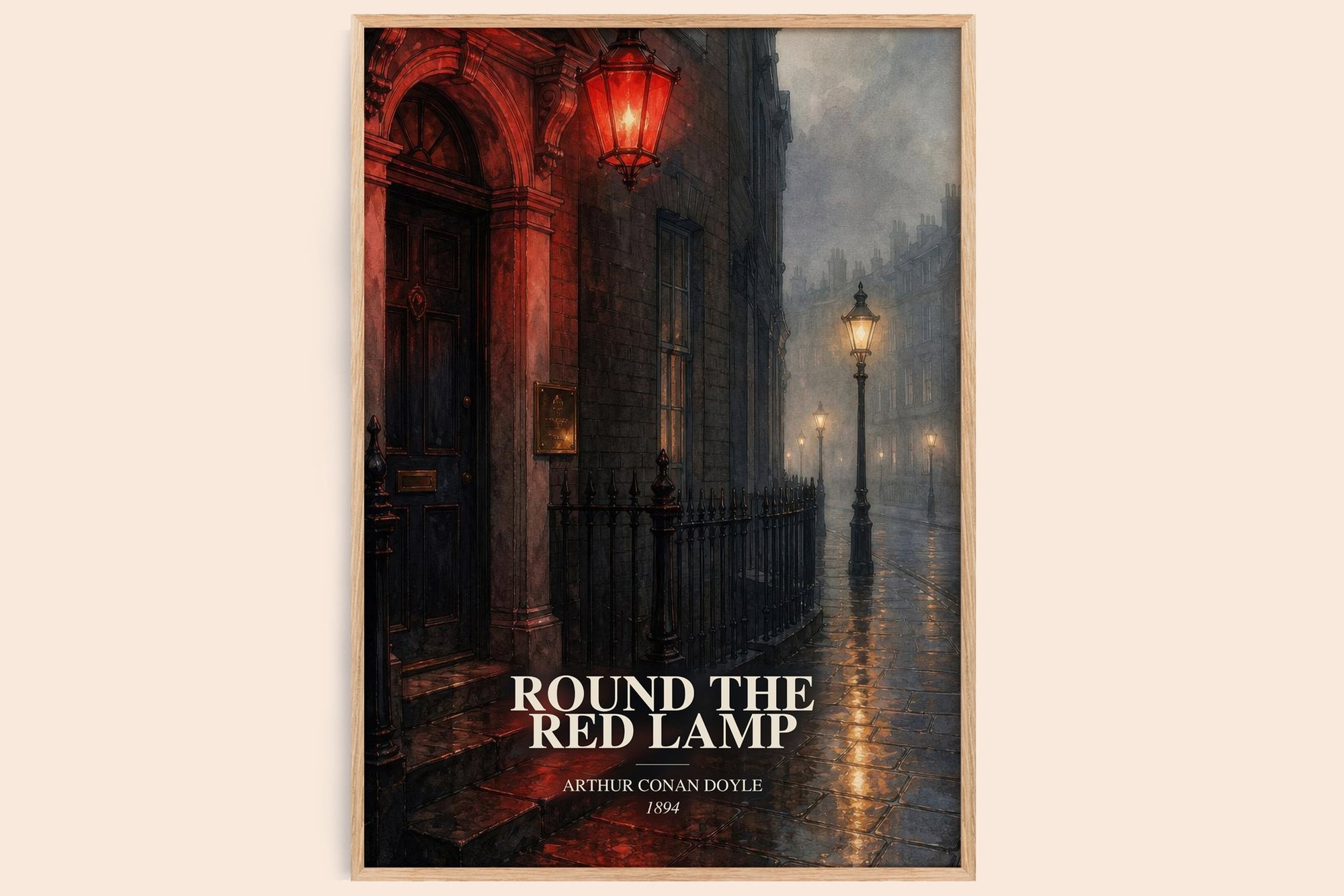 Round The Red Lamp watercolour book poster by Arthur Conan Doyle – framed literary art print