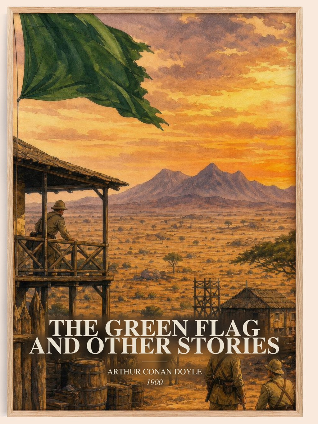 The Green Flag And Other Stories watercolour book poster by Arthur Conan Doyle – framed literary art print