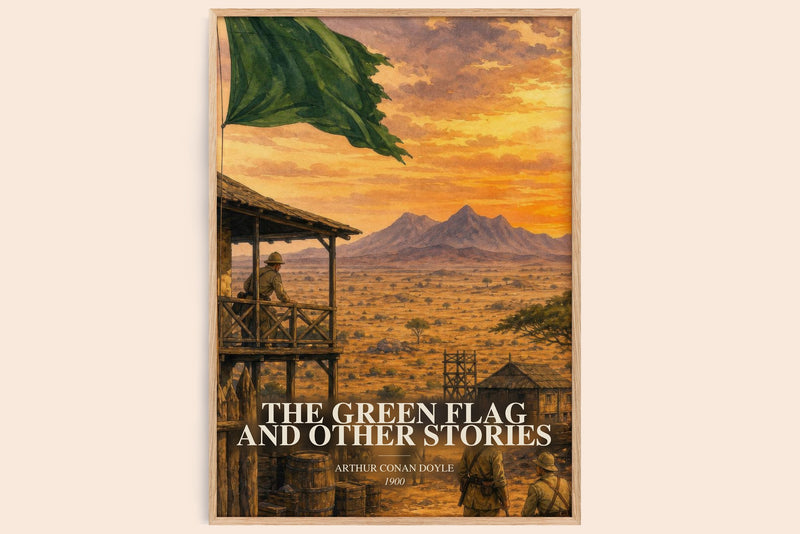 The Green Flag And Other Stories watercolour book poster by Arthur Conan Doyle – framed literary art print