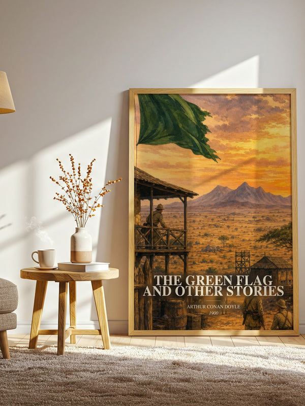 The Green Flag And Other Stories watercolour print in frame leaning in hallway – classic literature wall art