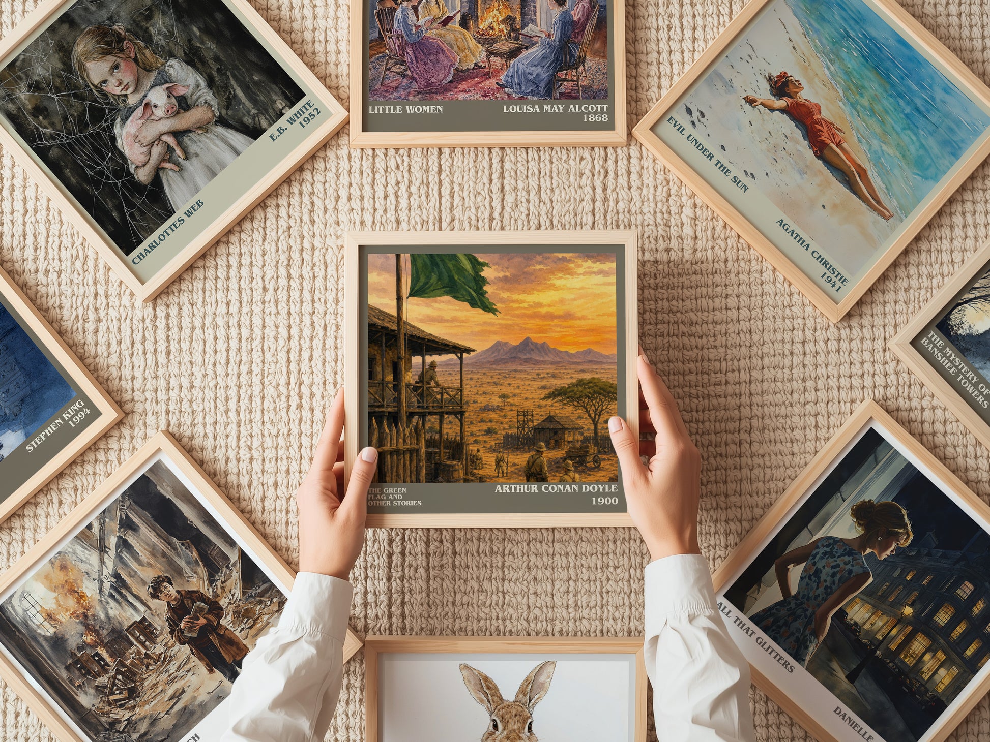 The Green Flag And Other Stories literary book poster framed on wall – classic literature wall art