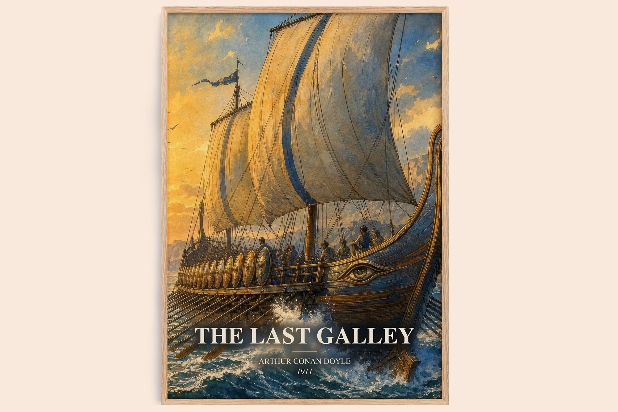 The Last Galley watercolour book poster by Arthur Conan Doyle – framed literary art print