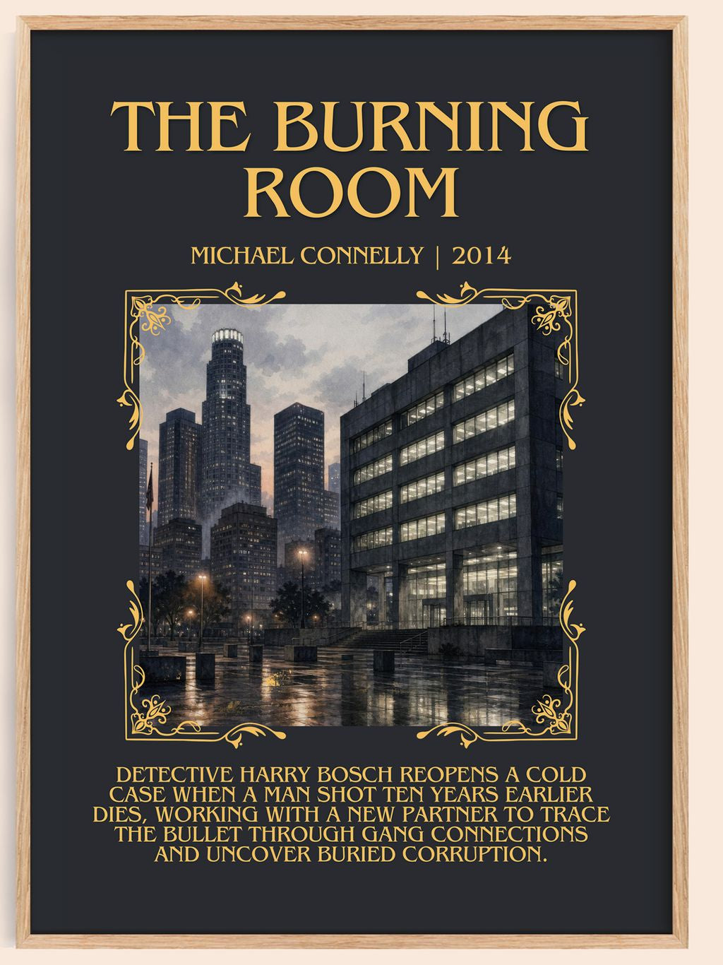 The Burning Room Minimalist Book Poster by Michael Connelly – book poster