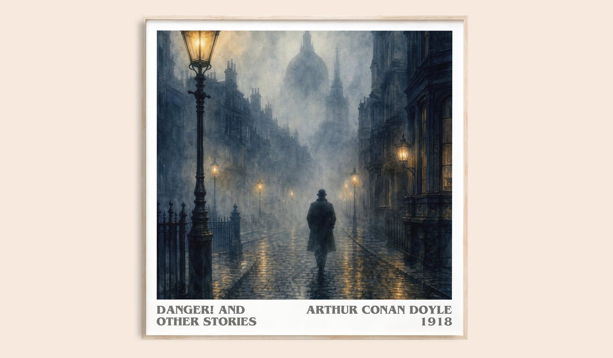 Danger! And Other Stories literary book poster by Arthur Conan Doyle – framed literary art print