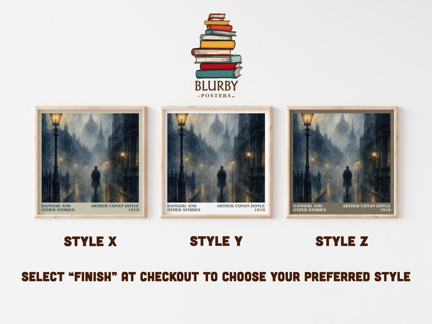 Danger! And Other Stories literary print in frame leaning in hallway – mystery wall art