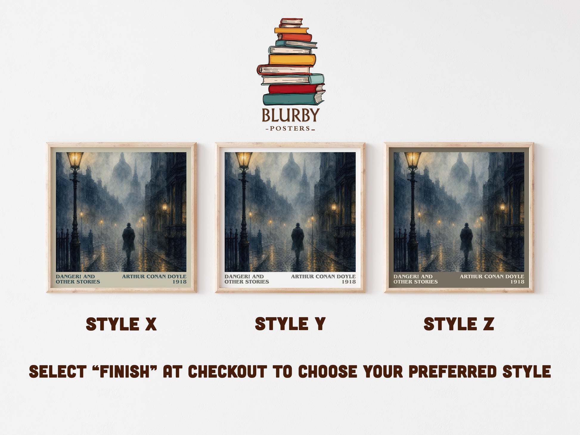 Danger! And Other Stories literary print in frame leaning in hallway – mystery wall art