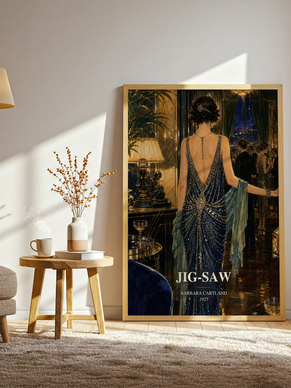 Jig-Saw watercolour print in frame leaning in hallway – romance wall art