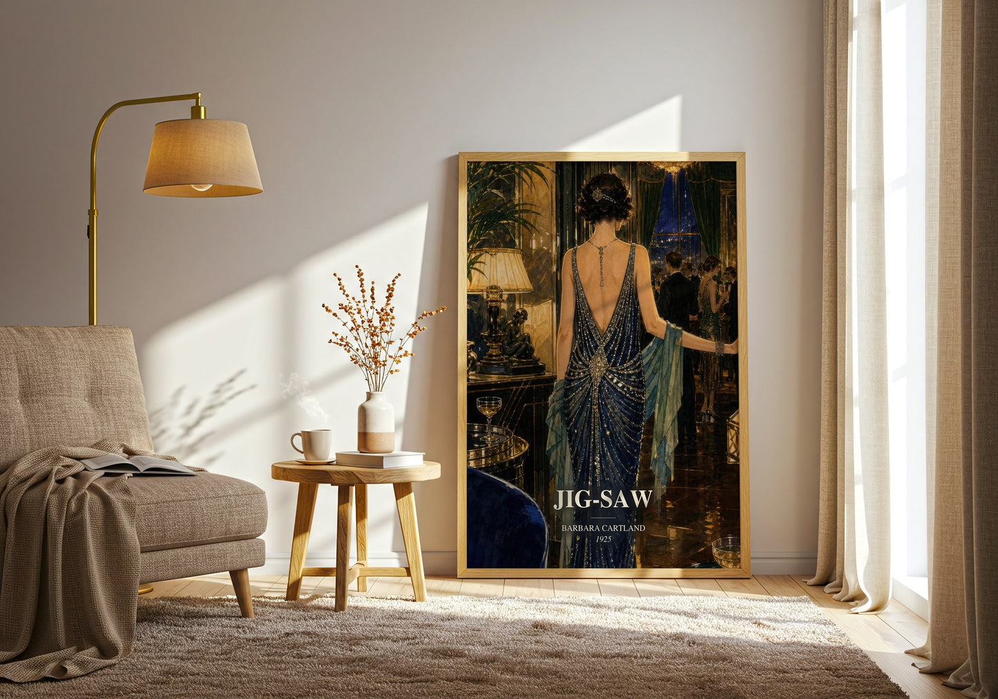 Jig-Saw watercolour print in frame leaning in hallway – romance wall art