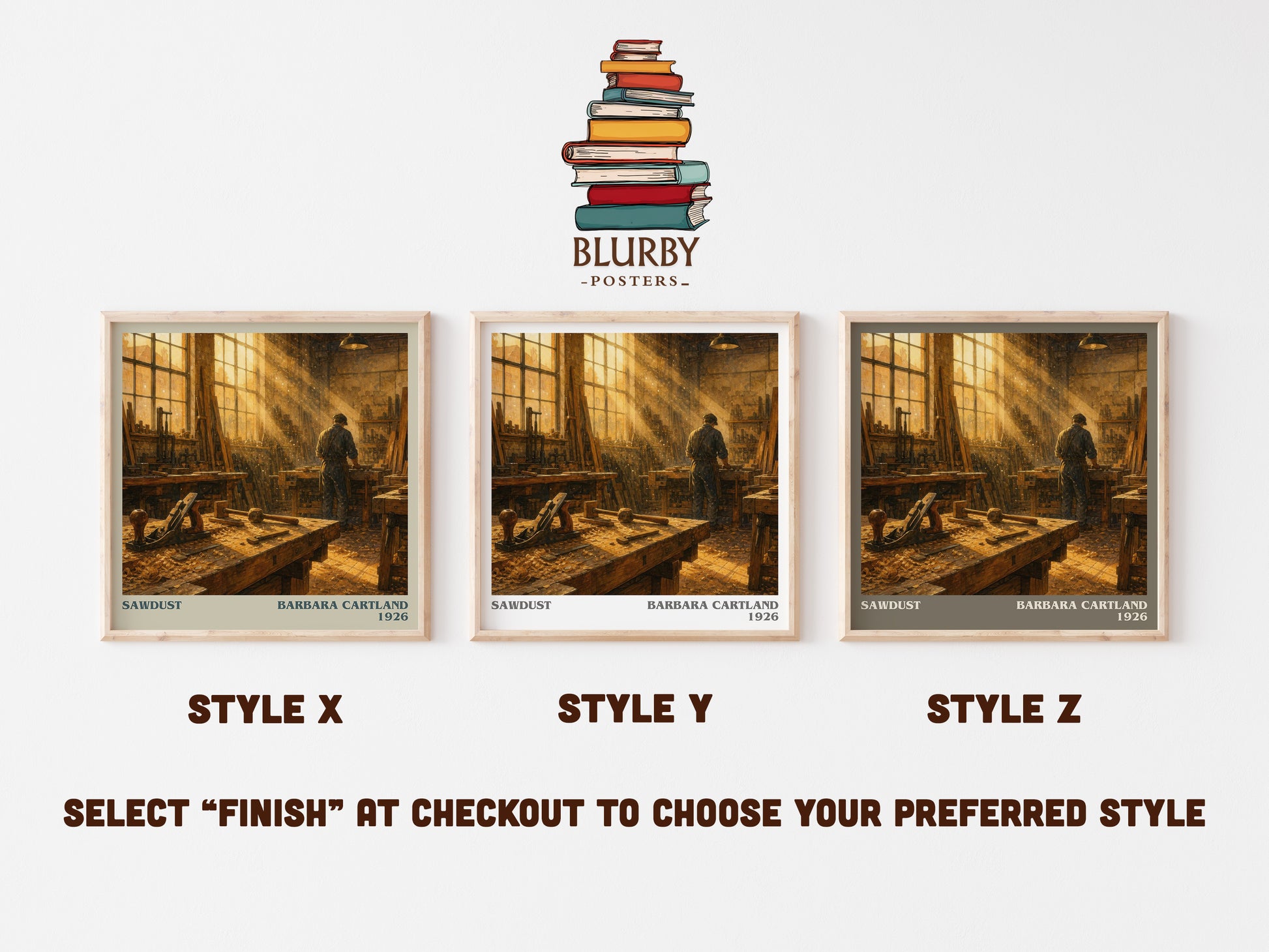 Sawdust literary print in frame leaning in hallway – romance wall art