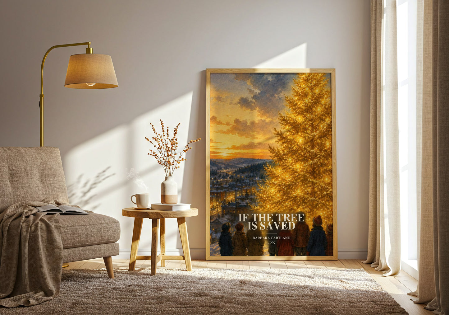If The Tree Is Saved watercolour print in frame leaning in hallway – romance wall art