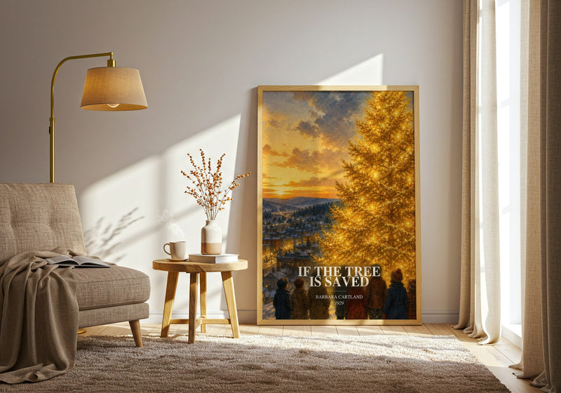 If The Tree Is Saved watercolour print in frame leaning in hallway – romance wall art