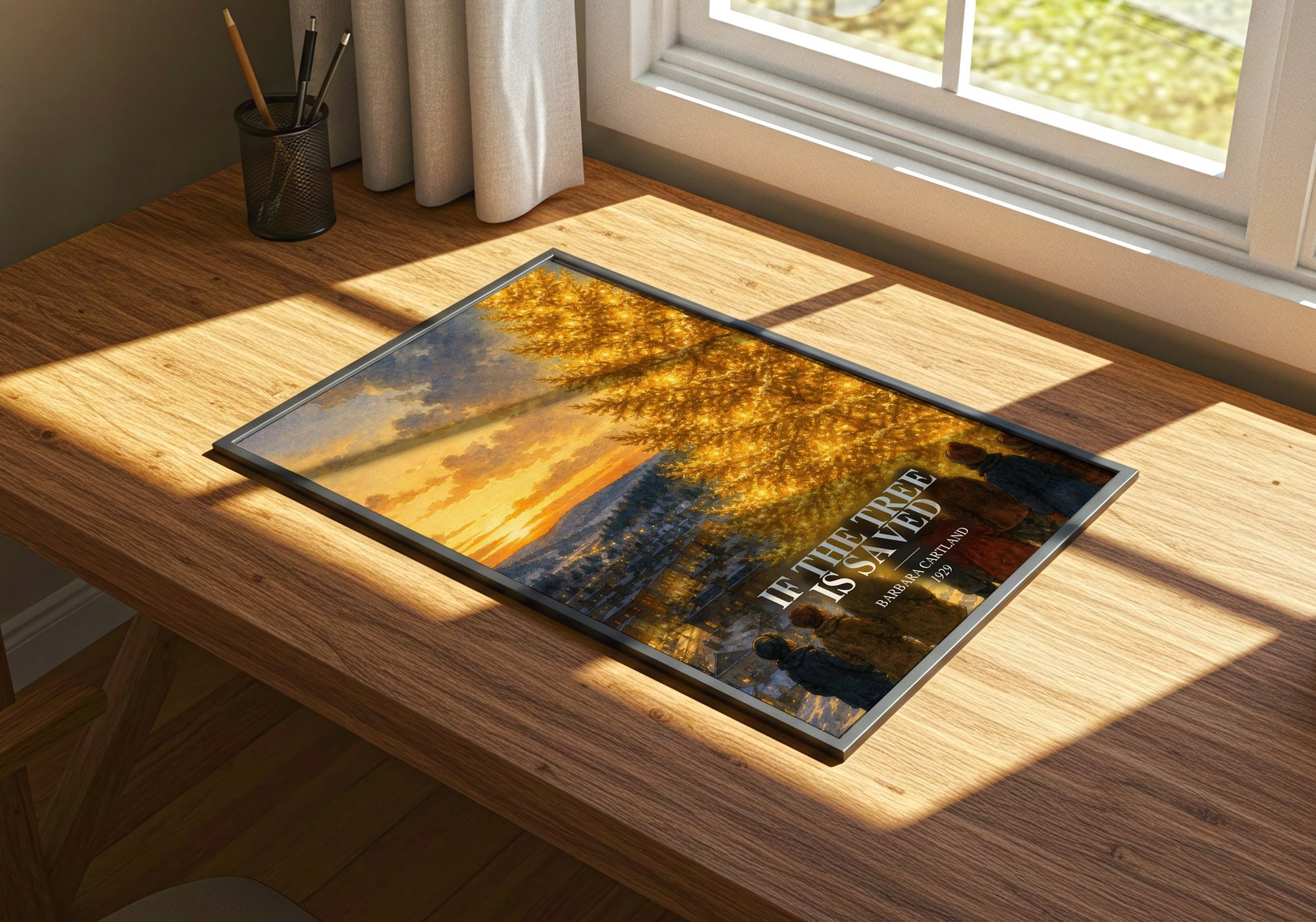 If The Tree Is Saved watercolour book poster framed on wall – romance wall art