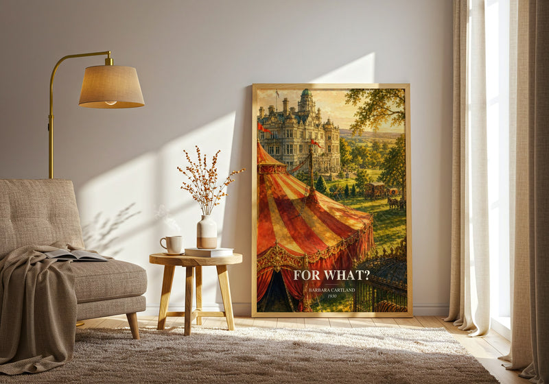 For What? watercolour print in frame leaning in hallway – romance wall art