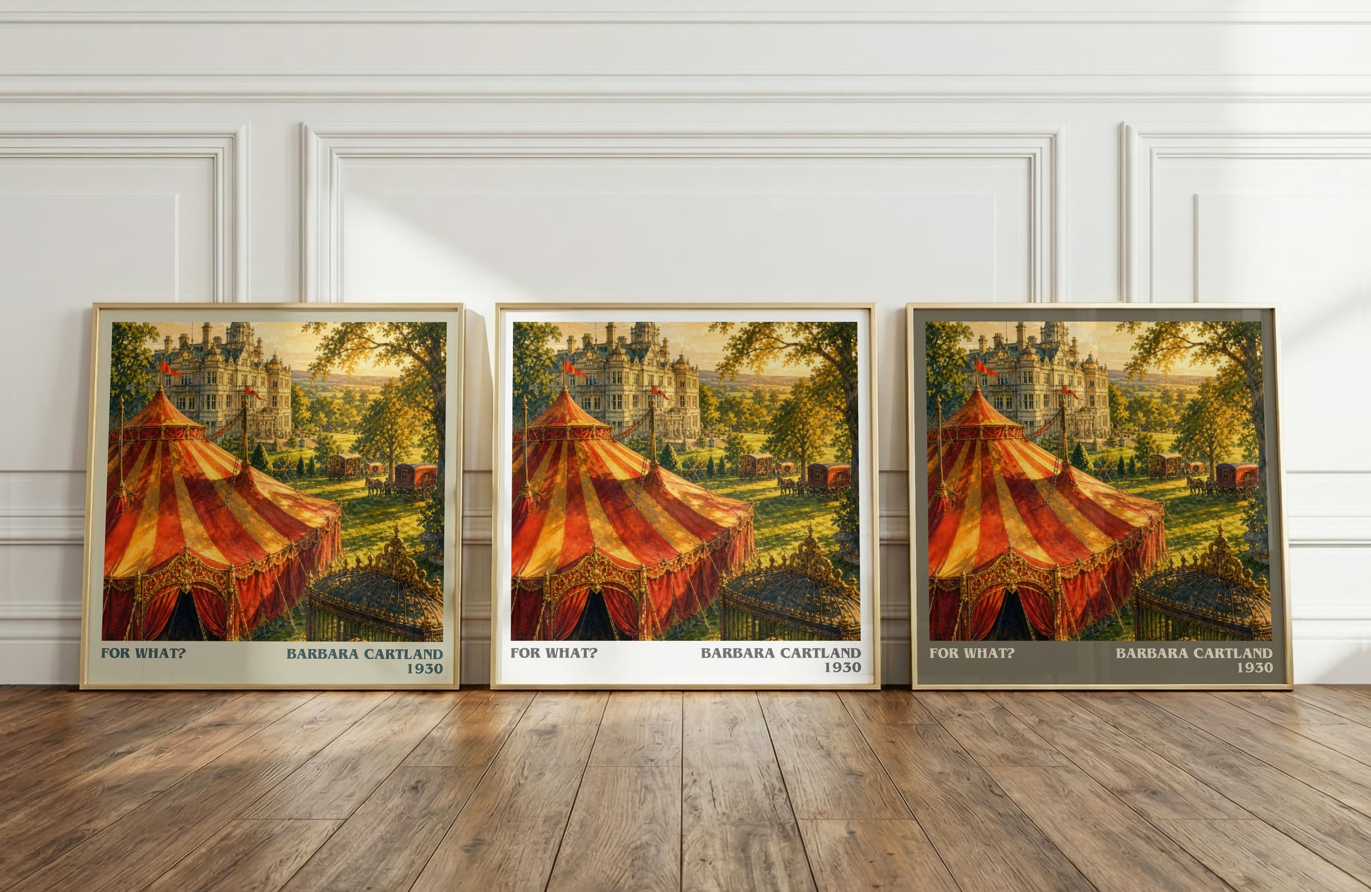 For What? literary art print colour and style options – Barbara Cartland book art