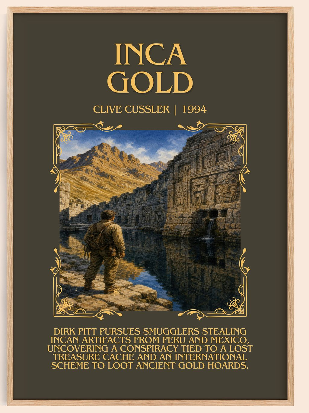 Inca Gold Minimalist Book Poster by Clive Cussler – book poster