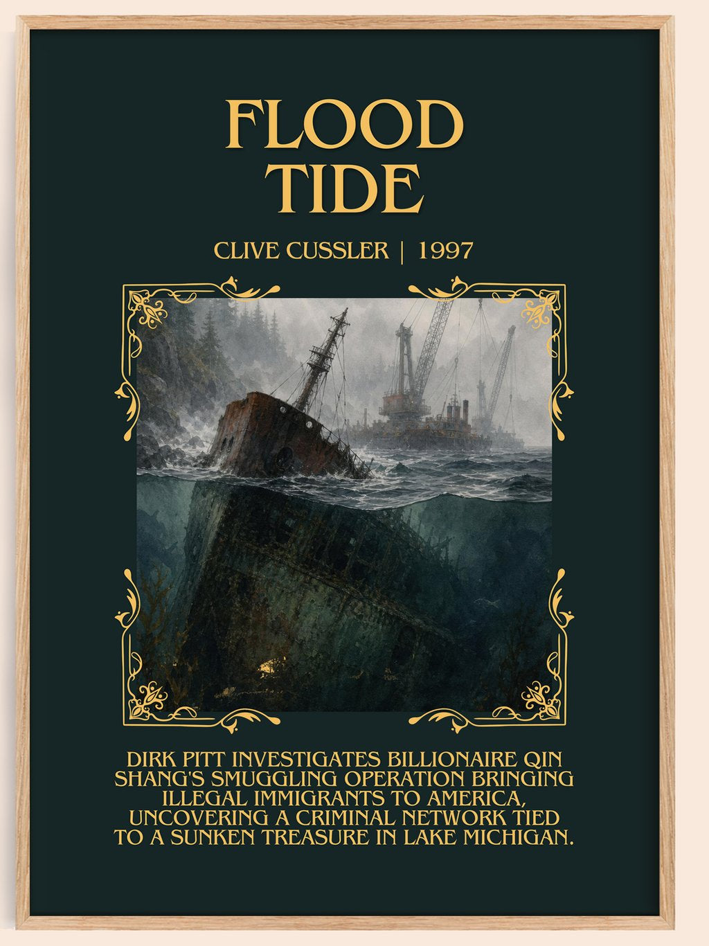 Flood Tide Minimalist Book Poster by Clive Cussler – book poster