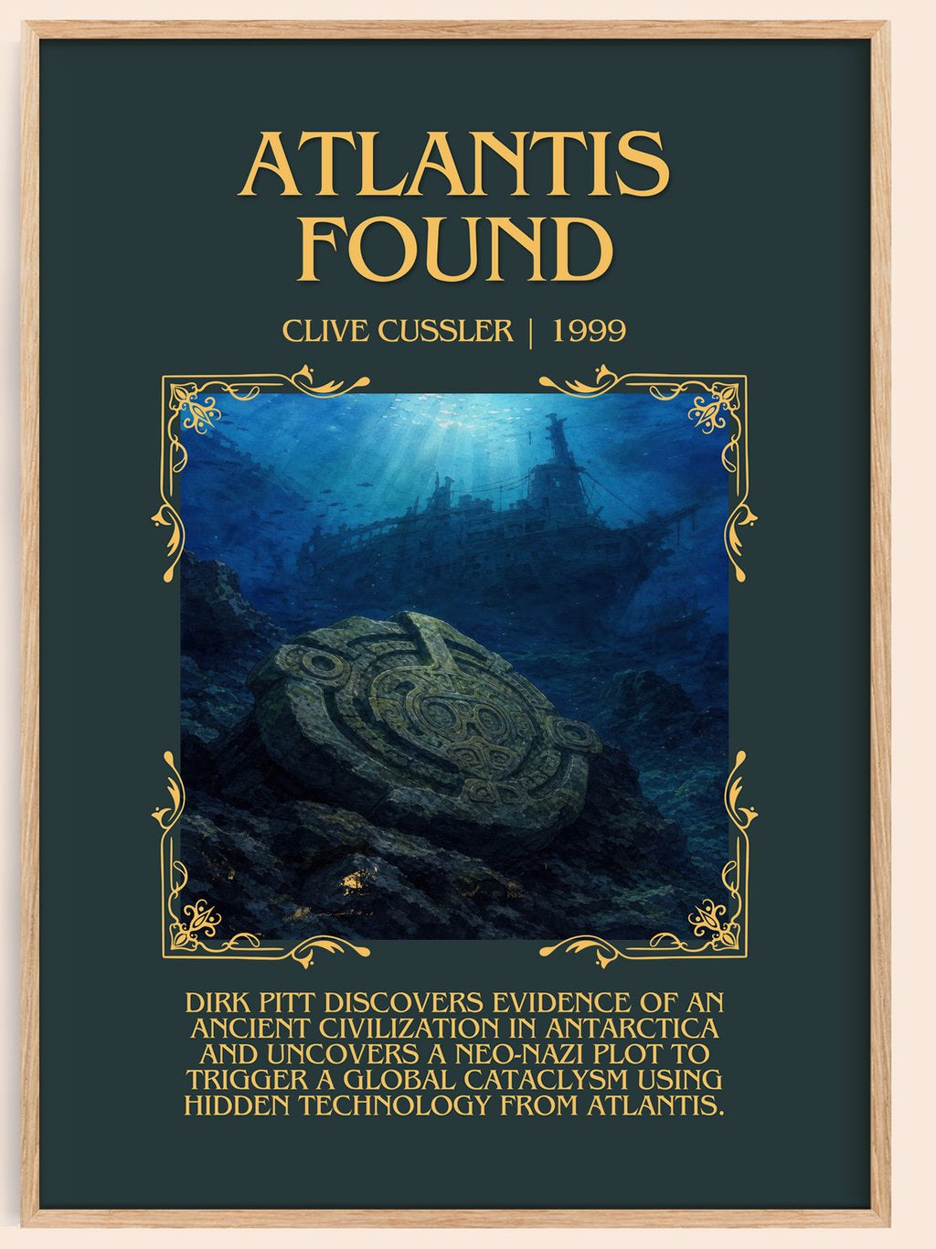Atlantis Found Minimalist Book Poster by Clive Cussler – book poster