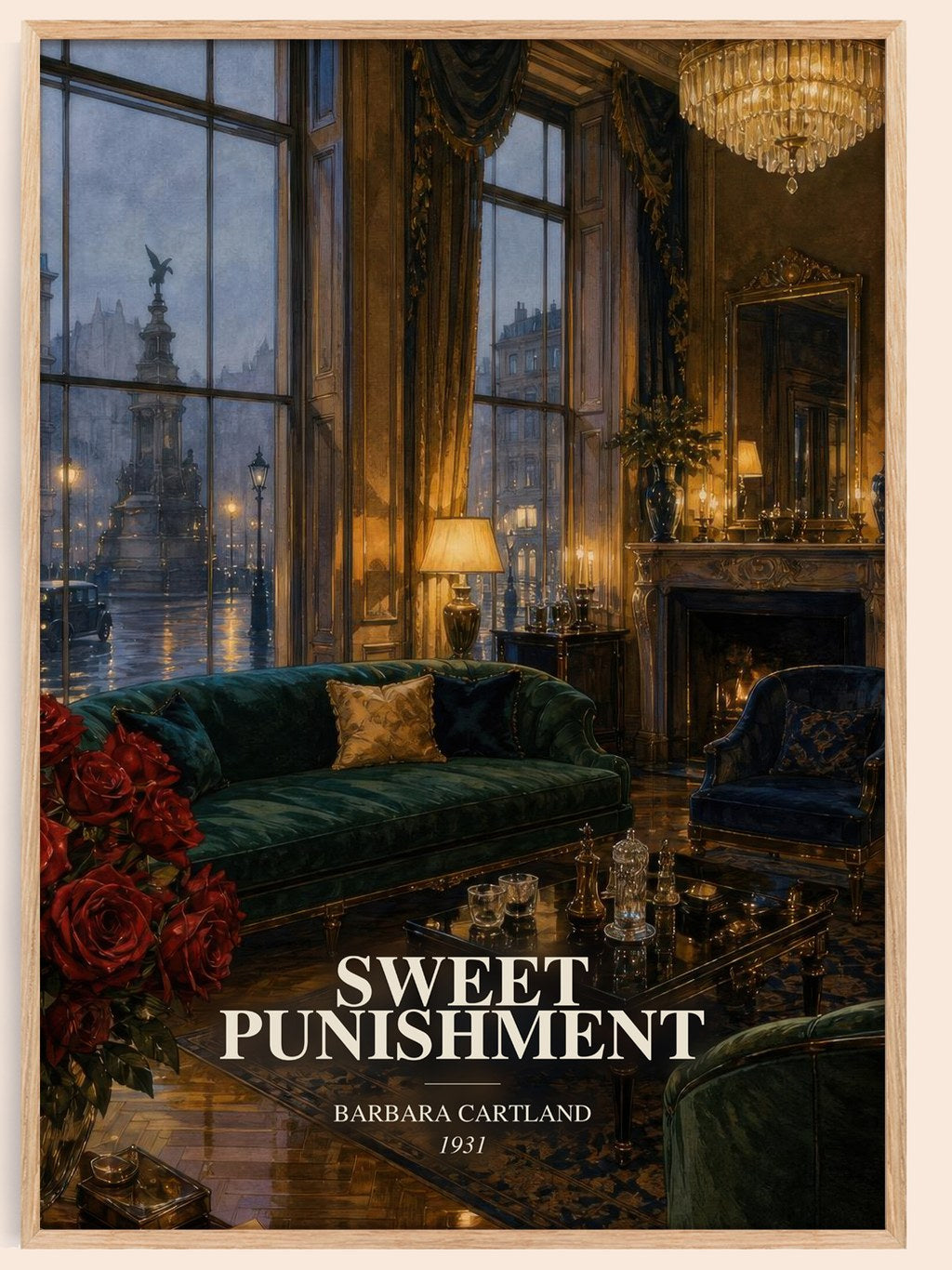 Sweet Punishment watercolour book poster by Barbara Cartland – framed literary art print