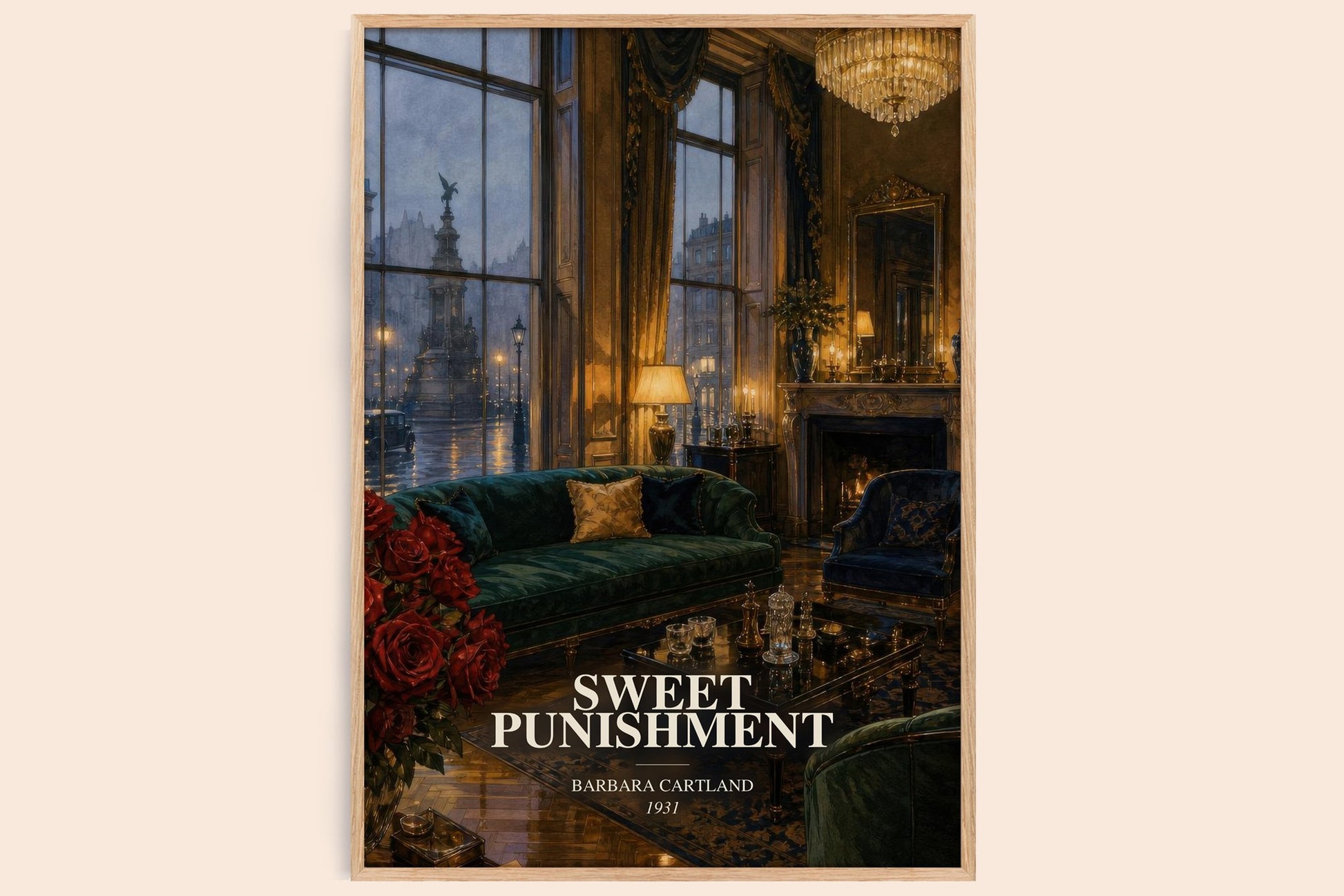 Sweet Punishment watercolour book poster by Barbara Cartland – framed literary art print