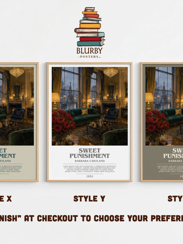 Sweet Punishment bookish print in frame leaning in hallway – romance wall art