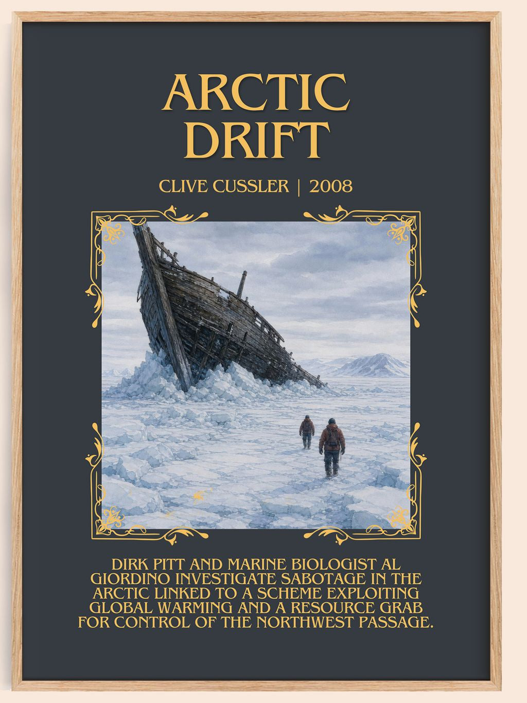 Arctic Drift Minimalist Book Poster by Clive Cussler – book poster