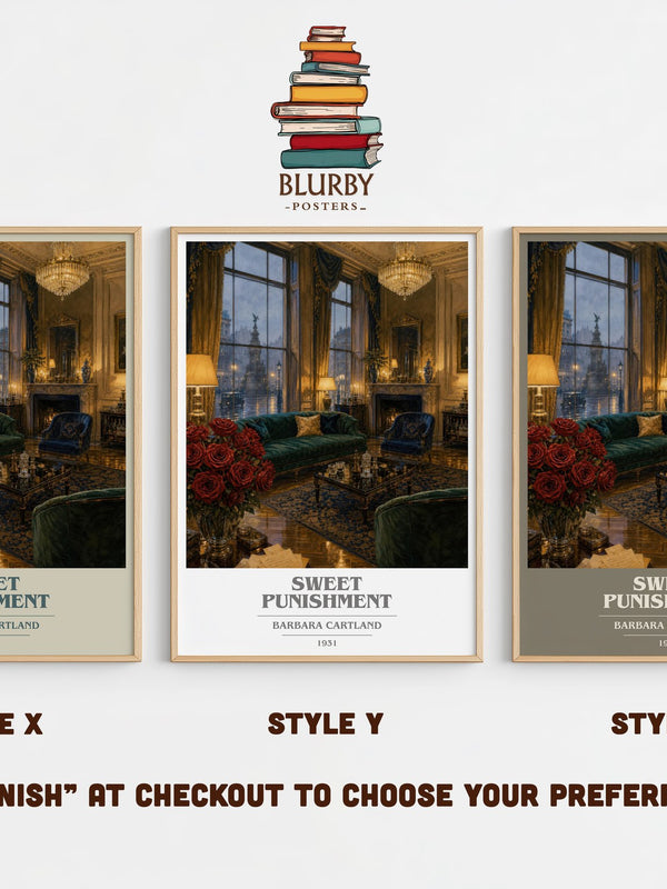 Sweet Punishment book cover print in frame leaning in hallway – romance wall art