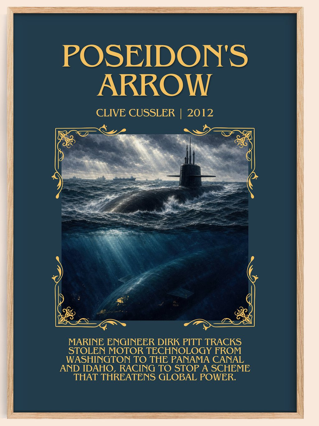 Poseidon's Arrow Minimalist Book Poster by Clive Cussler – book poster