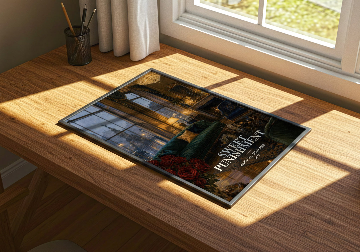 Sweet Punishment watercolour book poster framed on wall – romance wall art