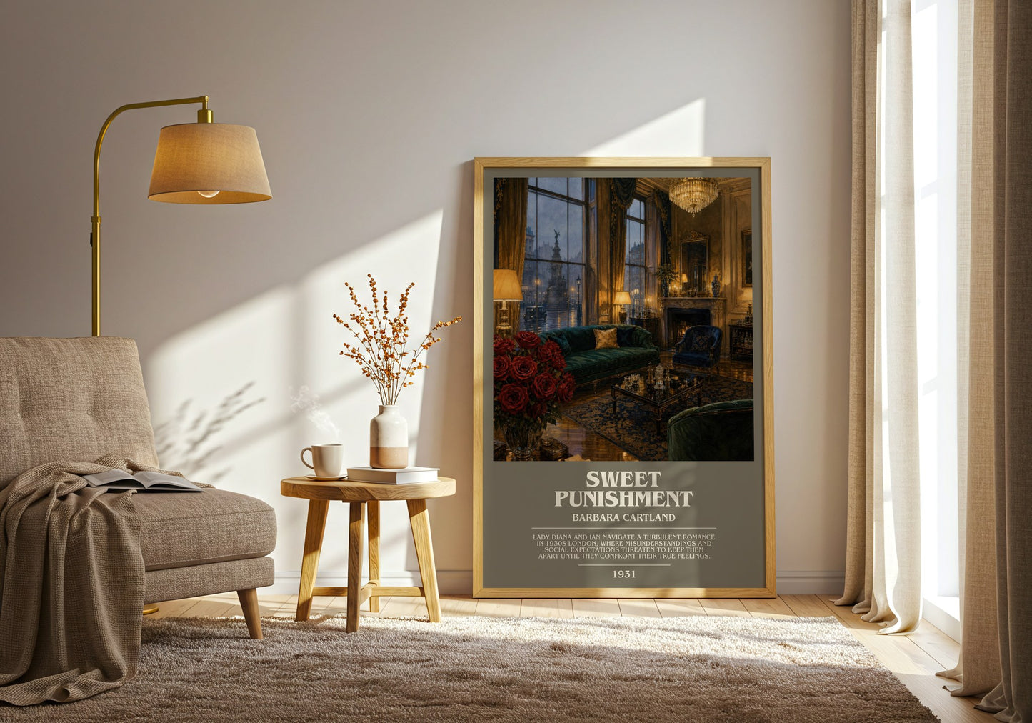 Sweet Punishment bookish print on bookshelf – Barbara Cartland fan gift