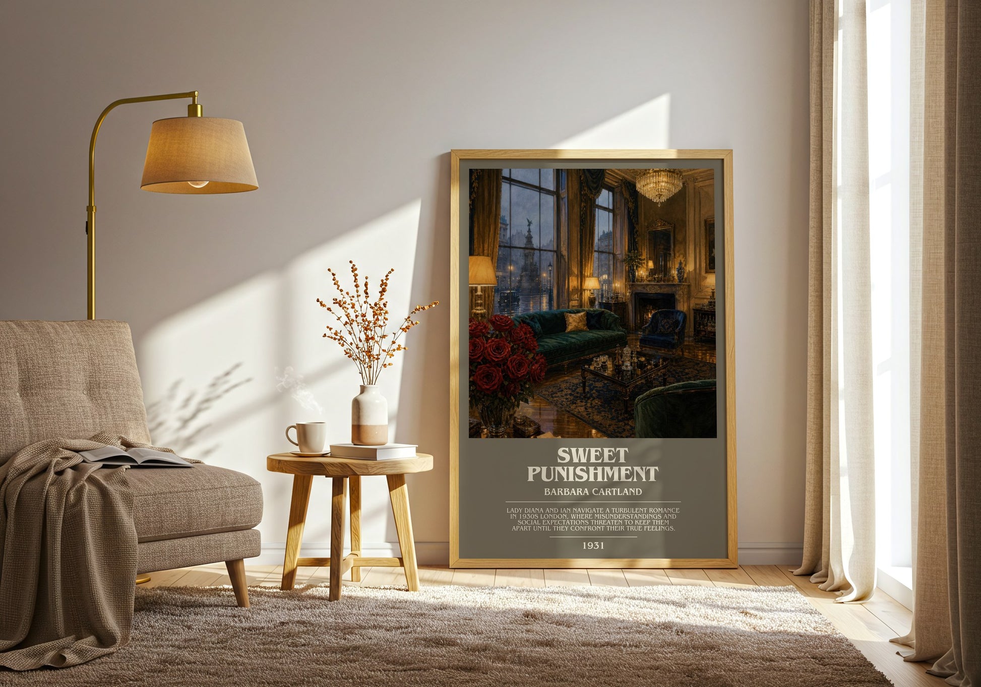 Sweet Punishment bookish print on bookshelf – Barbara Cartland fan gift