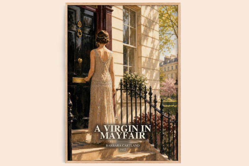 A Virgin In Mayfair watercolour book poster by Barbara Cartland – framed literary art print