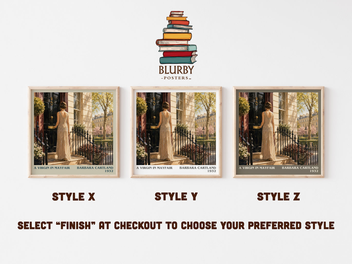 A Virgin In Mayfair literary print in frame leaning in hallway – romance wall art