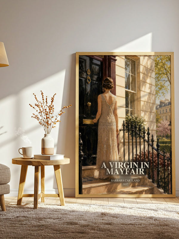A Virgin In Mayfair watercolour print in frame leaning in hallway – romance wall art